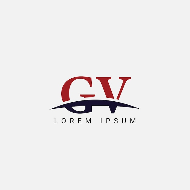 Modelo vetorial inicial de design do logotipo gv vg letter