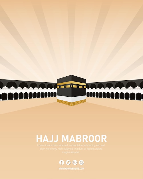 Modelo vetorial para cartaz de hajj mabroor com kaaba