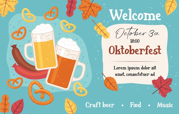 Modelo web oktoberfest celebração do festival de cerveja ilustração vetorial de estoque em estilo cartoon plana