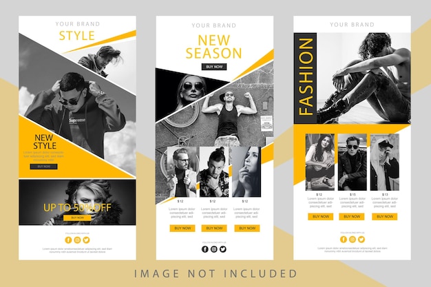 Vetor modelos criativos de e-mail de comércio eletrônico
