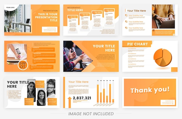 Modelos de apresentação laranja elementos em um fundo branco Infografias vetoriais