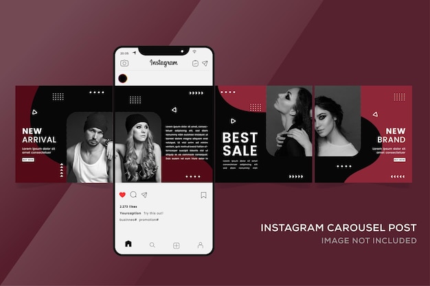 Vetor modelos de banner de carrossel do instagram para venda de moda premium