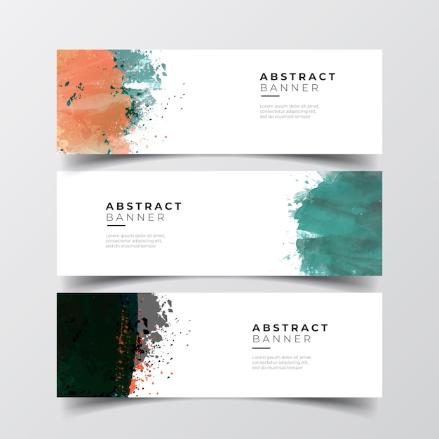 Modelos de banner de traçado de pincel abstrato aquarela colorido