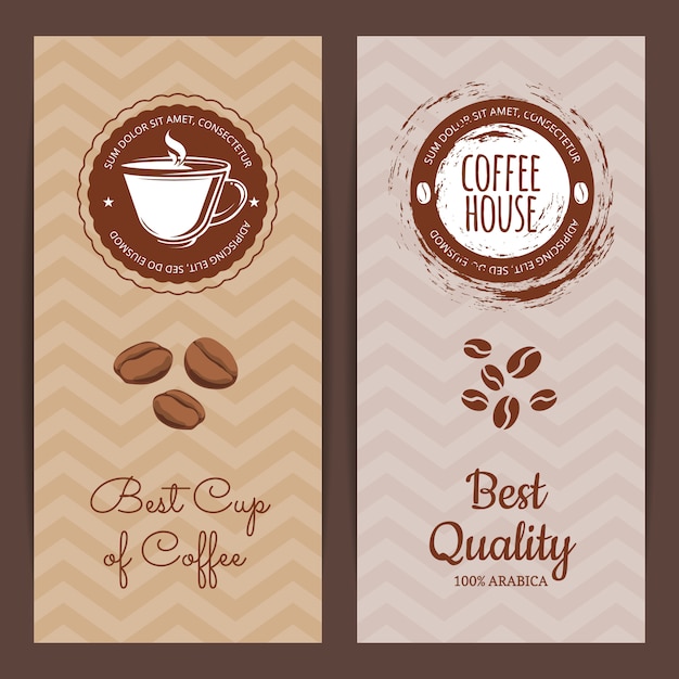 Modelos de banner ou folheto vertical de loja de café ou logotipo de marca