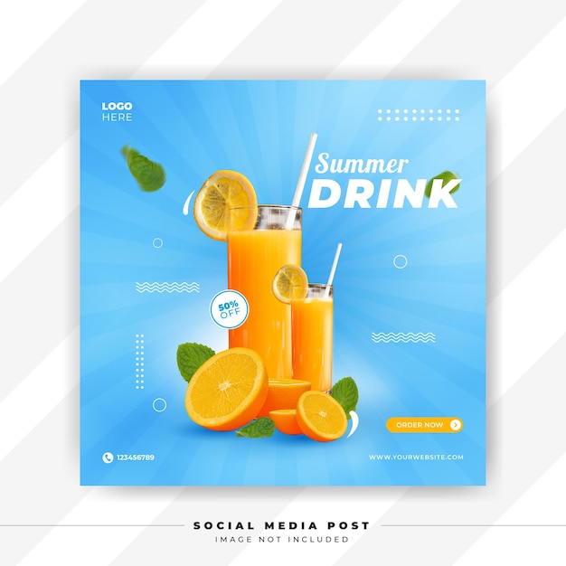 Modelos de bebidas de verão nas redes sociais