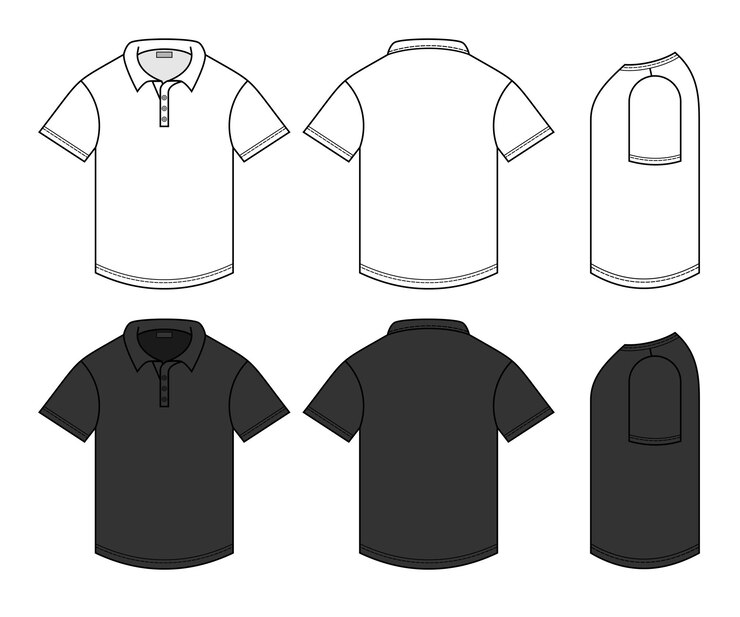 Vetor modelos de camisas polo art line flat