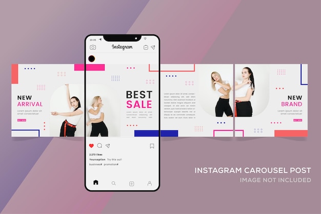 Vetor modelos de carrossel sem costura para postagem de instagram de venda de moda