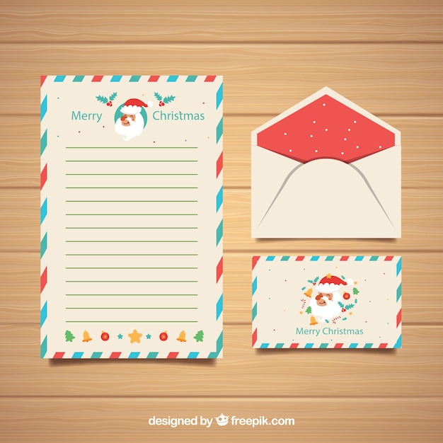 Modelos de carta e envelope com Papai Noel