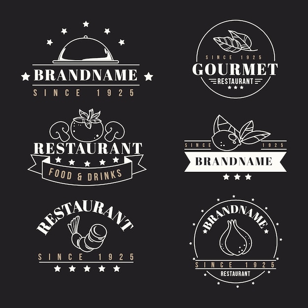 Vetor modelos de coleção de logotipo retrô de restaurante