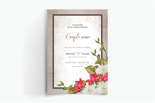 Modelos de convite de casamento floral de moldura