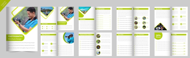 Modelos de design de brochura de estúdio de fotografia de 16 páginas