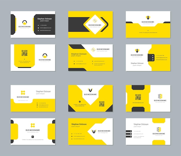 Modelos de design de cartões de visita definir vetor de estilo de marca corporativa moderno abstrato Ilustração Dois lados com fundo de cores da moda do logotipo