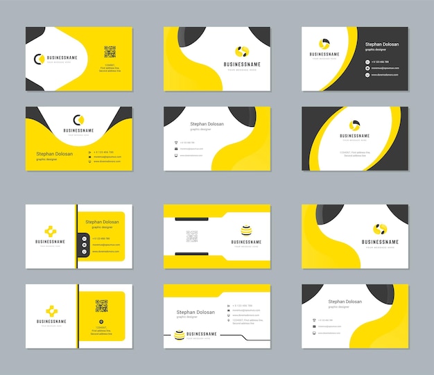 Modelos de design de cartões de visita definir vetor de estilo de marca corporativa moderno abstrato Ilustração Dois lados com fundo de cores da moda do logotipo