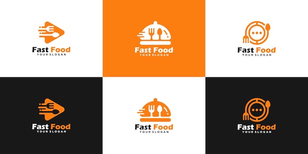 Modelos de design de coleção de logotipo de fast food