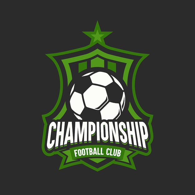 Modelos de design de logotipo de distintivo de futebol de cor verde de futebol ilustrações vetoriais de identidade de equipe esportiva