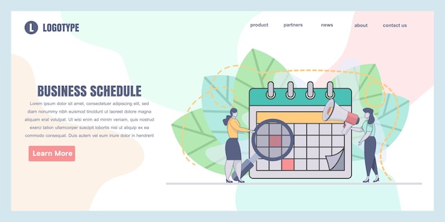 Vetor modelos de design de página da web para ilustração do conceito de agenda de negócios perfeito para design de página da web