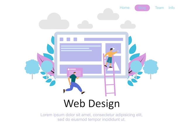 Vetor modelos de design de página da web para trabalho em equipe