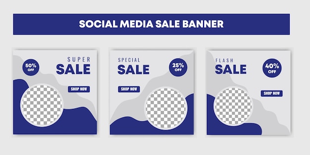 Modelos de design de postagem de mídia social de venda vector set backgrounds