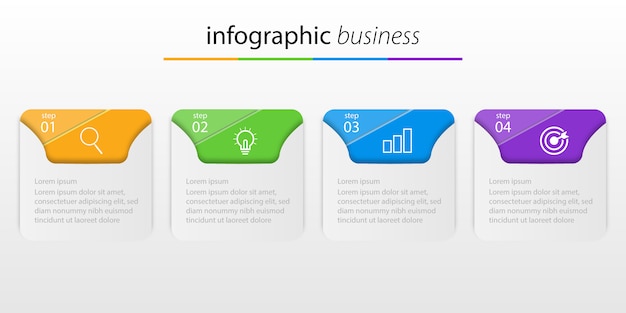 Modelos de design infográfico com quatro opções ou etapas