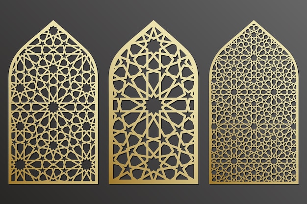 Modelos de grade de janela de corte a laser de elementos de decoração árabe