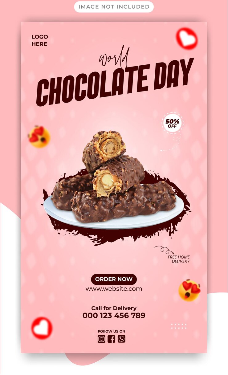 Vetor modelos de histórias sociais de chocolate