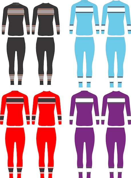 Vetor modelos de ilustrações de leggings e camisas femininas