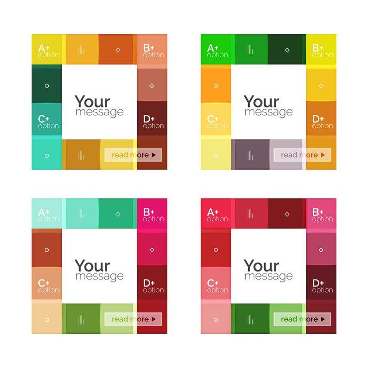 Vetor modelos de infográficos de listras de cores vetoriais com texto de opção de exemplo isolado em layouts abstratos de negócios geométricos brancos para sua mensagem ou apresentação de figuras