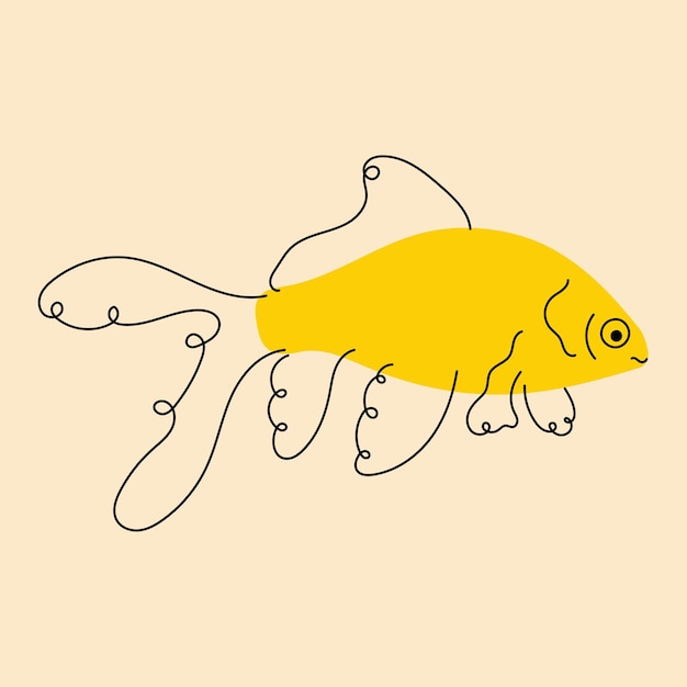 Modelos de logotipo de cartaz de avatar de peixe dourado imprimem ilustração vetorial em estilo de desenho animado plano