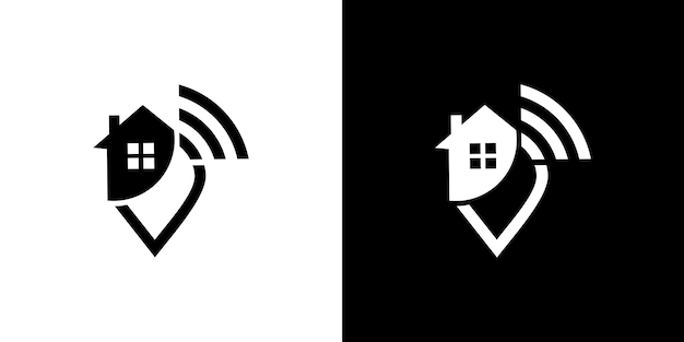 Modelos de logotipo de casa logo wifi pin vetor