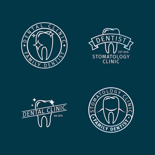 Modelos de logotipo de linha de clínica dentária