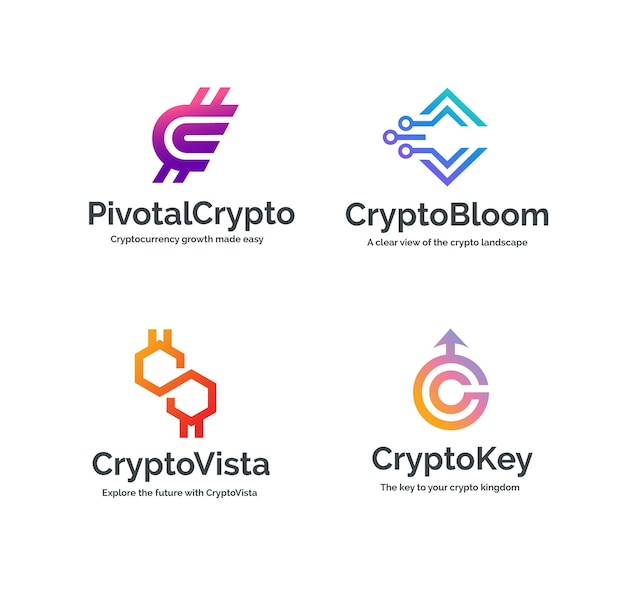 Vetor modelos de logotipo de moeda criptográfica premium