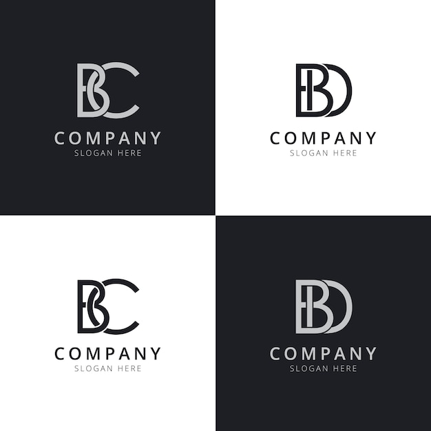 Modelos de logotipo inicial de carta bc bd