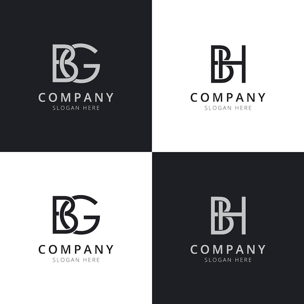 Modelos de logotipo inicial de carta bg bh