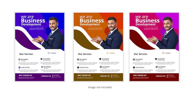Modelos de panfletos de desenvolvimento de negócios