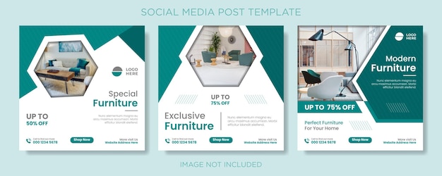 Vetor modelos de postagem de mídia social de móveis modernos minimalistas