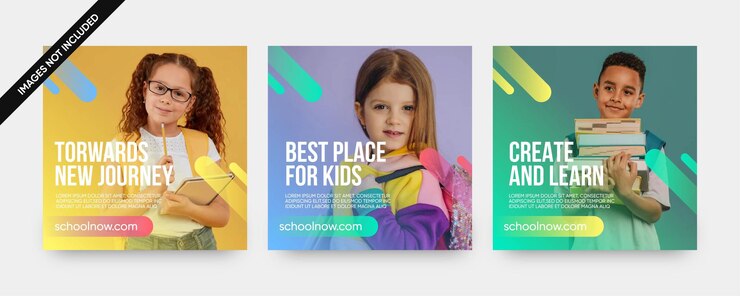 Vetor modelos de postagem de mídia social de promoção escolar