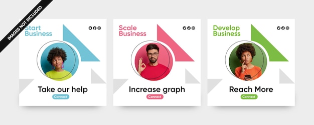 Modelos de postagem de mídia social de soluções de negócios atraentes