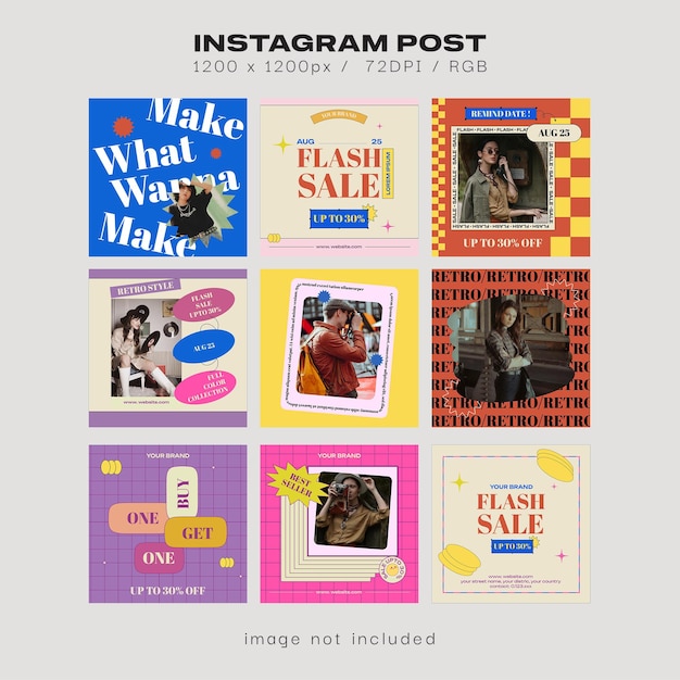 Modelos de postagem de mídia social de venda de moda