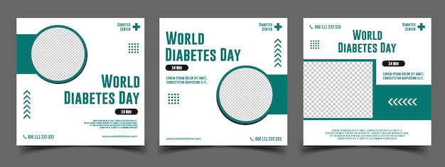 Modelos de postagem em mídia social para o dia da diabetes