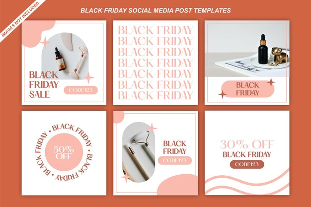 Vetor modelos de postagem nas redes sociais da black friday para salão de beleza