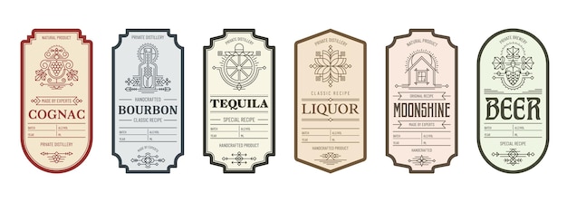 Modelos de rótulos de álcool para cerveja, tequila e bourbon
