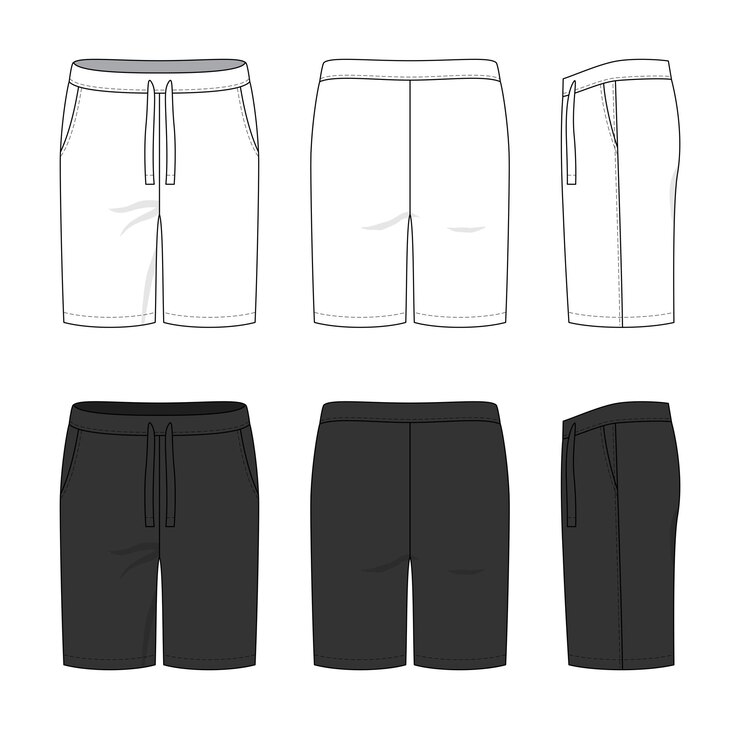 Vetor modelos de roupas masculinas em branco de shorts