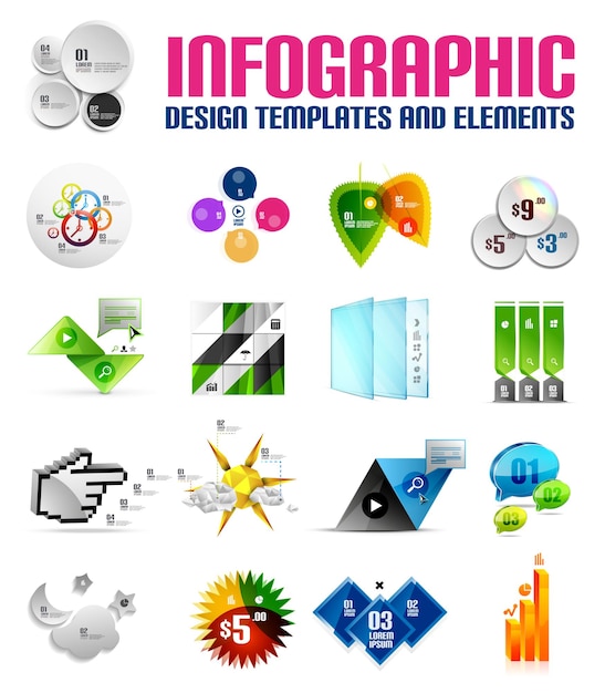 Modelos e elementos infográficos coloridos modernos