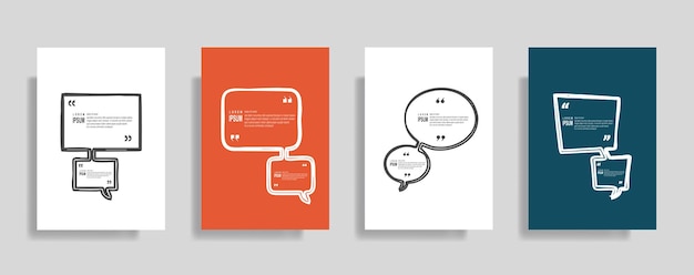 Modelos em branco de quadro de citações definir texto entre colchetes infográficos banner citação bolhas de fala vazias