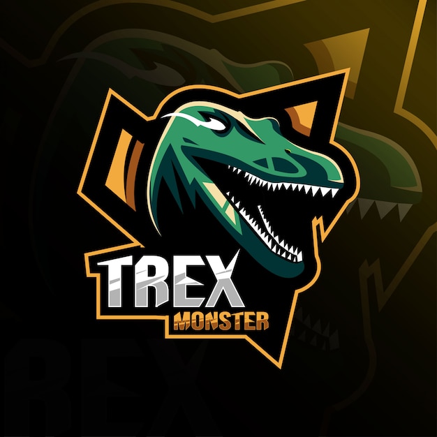 Modelos esportivos de logotipo de mascote de monstro trex