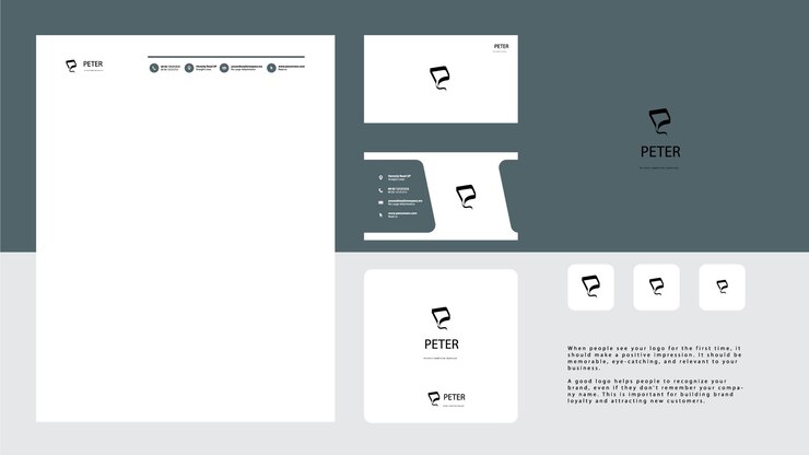 Modelos minimalistas de design de logotipo com nome da marca, papel timbrado e cartão de visita