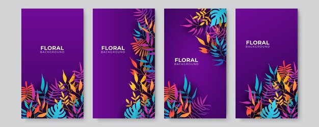Modelos modernos de arte quadrada editável com elementos florais e geométricos. para histórias de redes sociais, ilustração vetorial. Crie planos de fundo para mídias sociais.