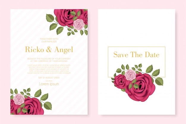 Modelos para cartões de convite de casamento com lindas flores