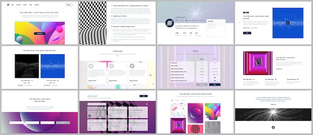 Modelos para design de site e portfólio com fundo gradiente abstrato colorido vibrante