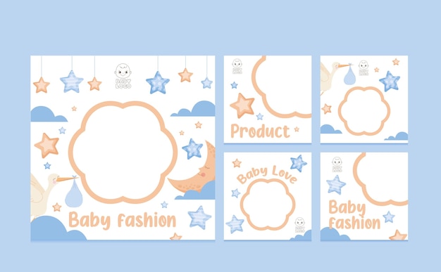 Vetor modelos para postagens de bebês para design vetorial de mídia social